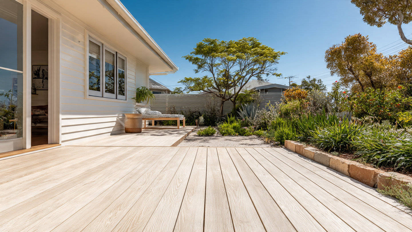 composite deck on the rear of a coastal Australian weatherboard home