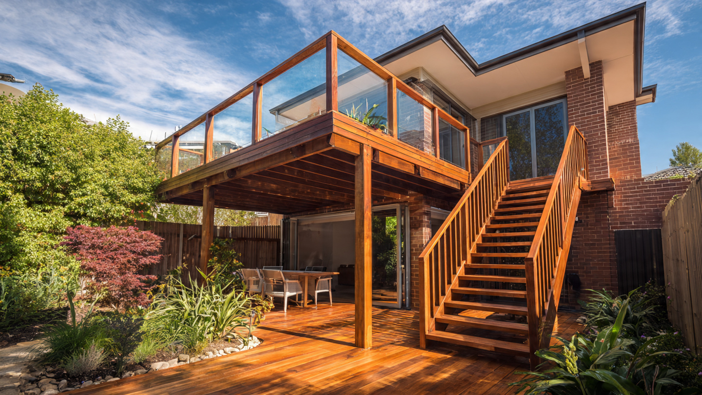 custom multi-level timber hardwood deck
