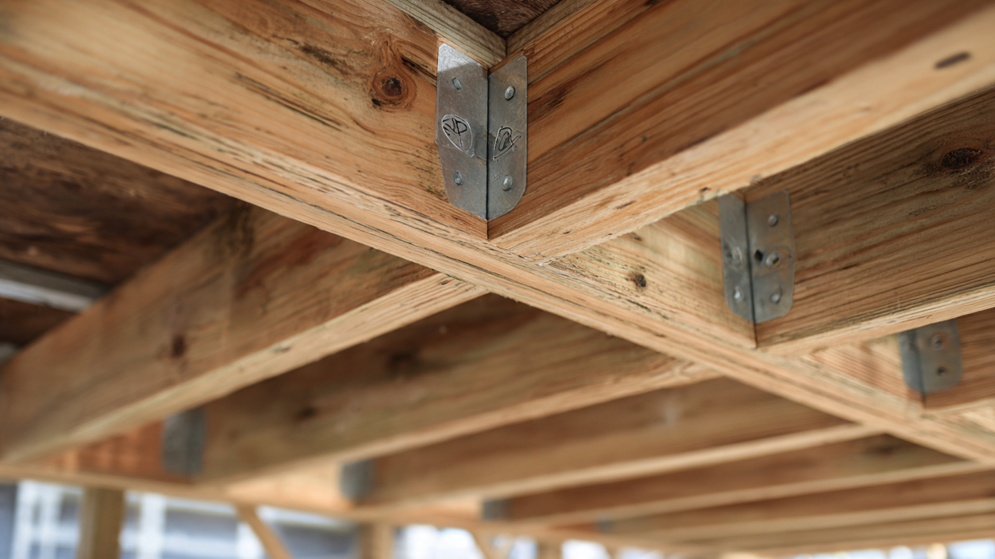 timber deck subframe under construction in an Australian residential backyard